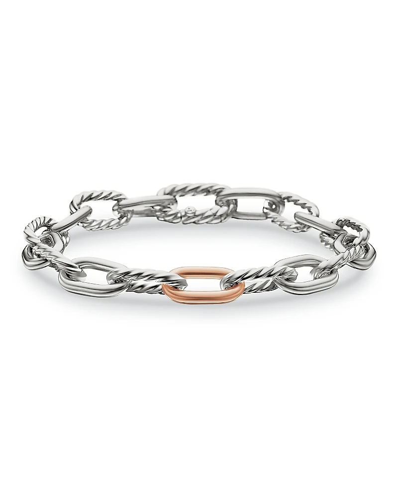 David Yurman 18K Rose Gold & Sterling Silver Dy Madison Link Bracelet
