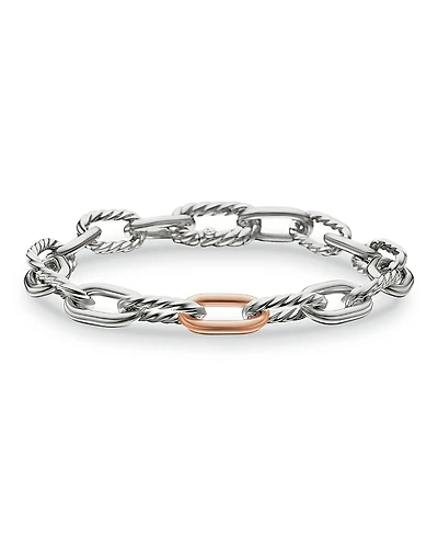 David Yurman 18K Rose Gold & Sterling Silver Dy Madison Link Bracelet