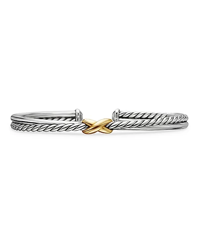 David Yurman Sterling Silver & 18K Yellow Gold Petite X Cuff Bracelet