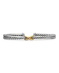 David Yurman Sterling Silver & 18K Yellow Gold Petite X Cuff Bracelet