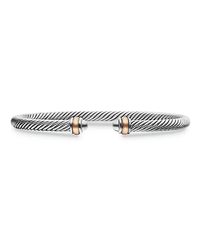 Classic Cable Bracelet in Sterling Silver with 18K Rose Gold, 4mm