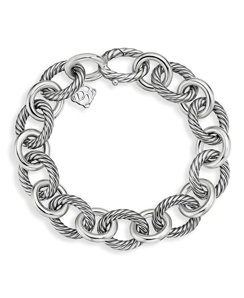 Oval Link Chain Bracelet Sterling Silver, 12mm
