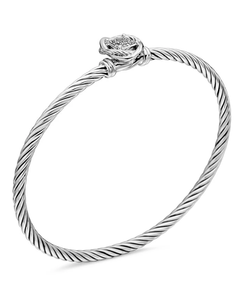 Infinity Bracelet Sterling Silver with Diamonds, 3mm