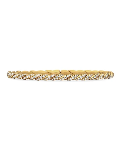Sculpted Cable Flex Bracelet in 18K Yellow Gold with Diamonds, 3.5mm