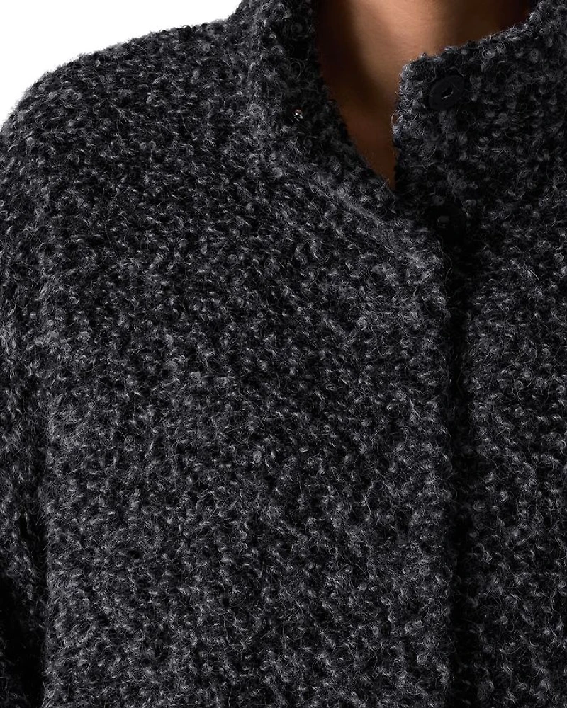 High Collar Boxy Long Sleeve Coat