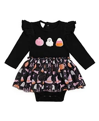 Girls' Boo Halloween Long Sleeve Tutu Bodysuit - Baby