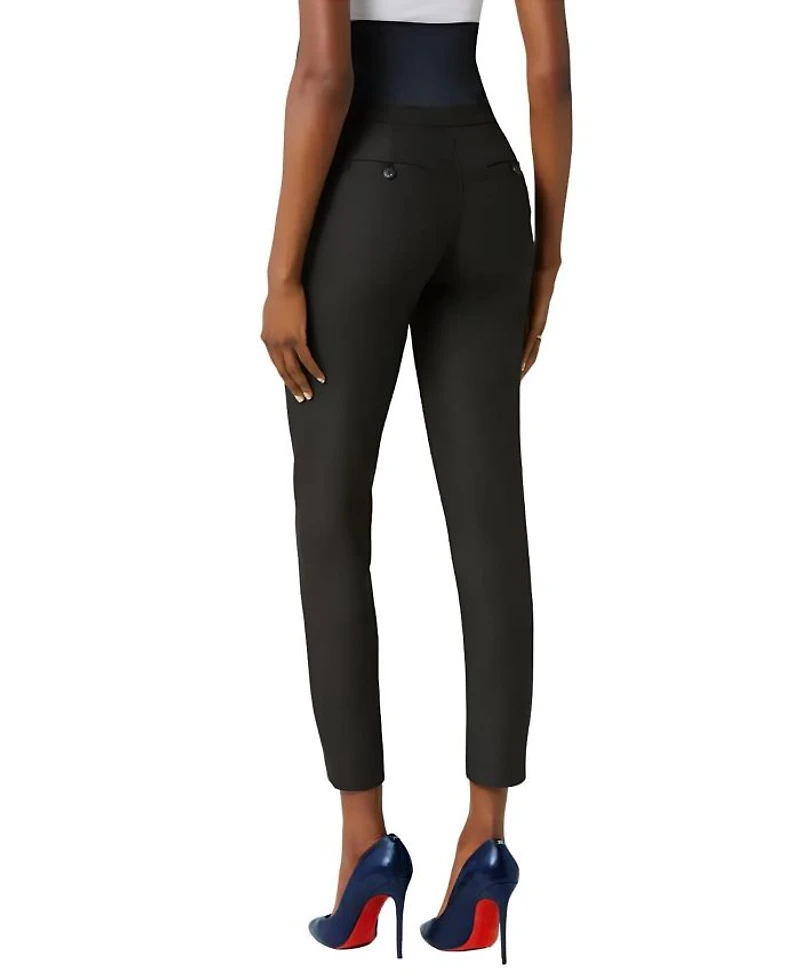 Women s Slim Leg Over-Belly Maternity Dress Pants Black Italian Stretch Suiting Fabric