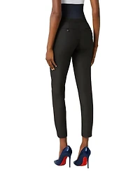 Women s Slim Leg Over-Belly Maternity Dress Pants Black Italian Stretch Suiting Fabric