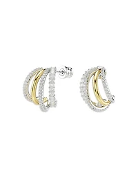 Hyperbola Crystal Split Hoop Earrings in Gold Tone & Rhodium Plated
