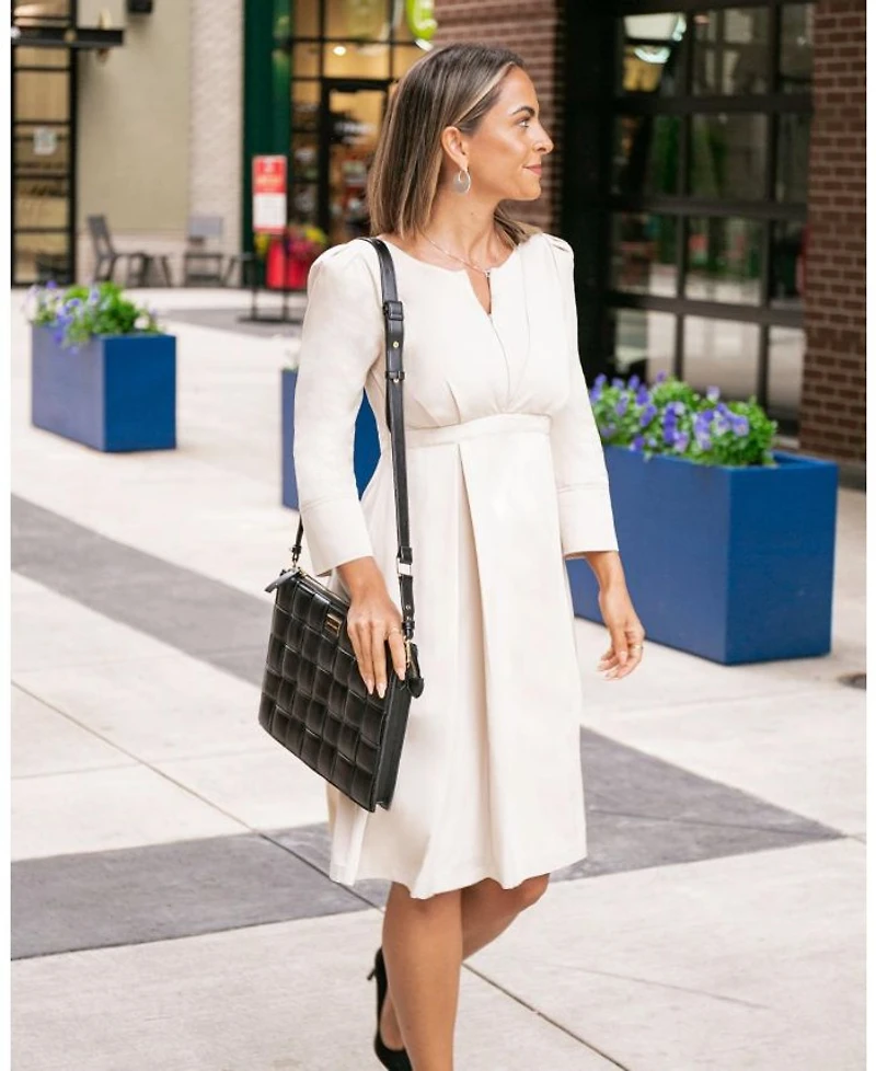 Women's Empire Waist Maternity & Nursing Midi Tea Dress TENCEL (Regular Petite)