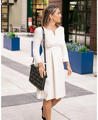 Women's Empire Waist Maternity & Nursing Midi Tea Dress TENCEL (Regular Petite)