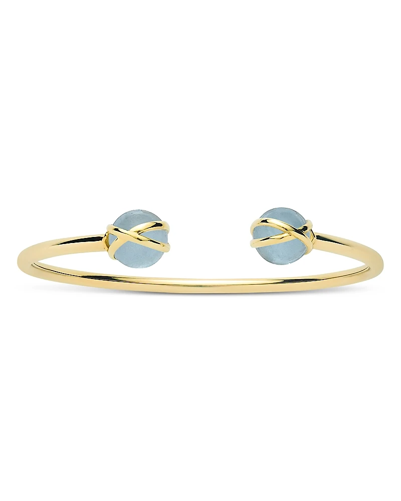 L. Klein 18K Yellow Gold Prisma Aquamarine Cuff Bangle Bracelet