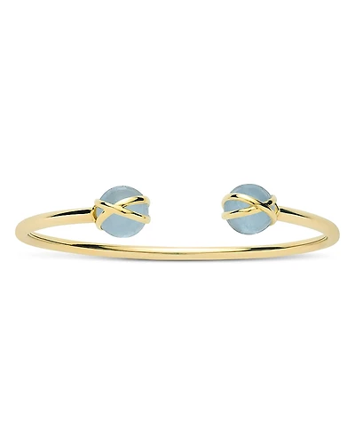 L. Klein 18K Yellow Gold Prisma Aquamarine Cuff Bangle Bracelet