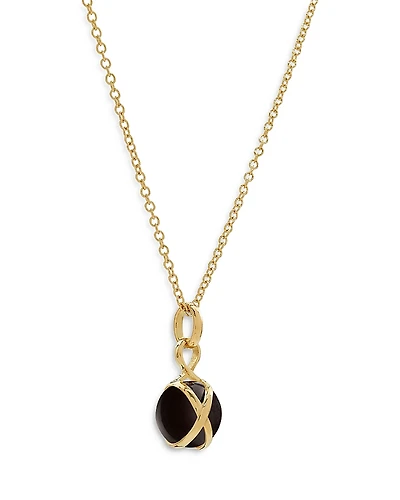 L. Klein 18K Yellow Gold Prisma Black Agate Small Pendant Necklace, 16-18