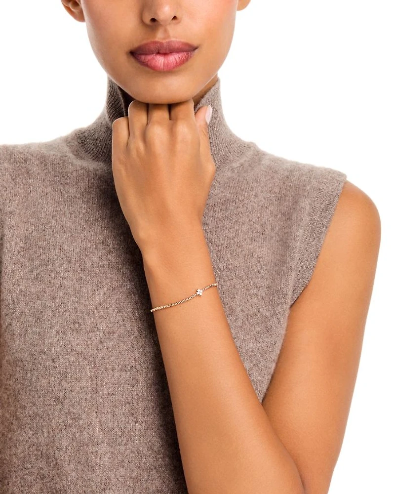 14K Yellow Gold Diamond Pendant Box Chain Bracelet