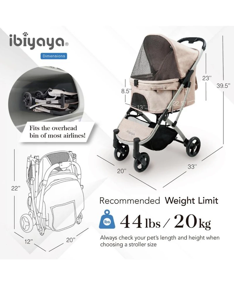 Evolution Speedy Fold Pet Buggy, Best Foldable Dog-Cat Pet Stroller, 4-Wheel Medium Dog Buggy