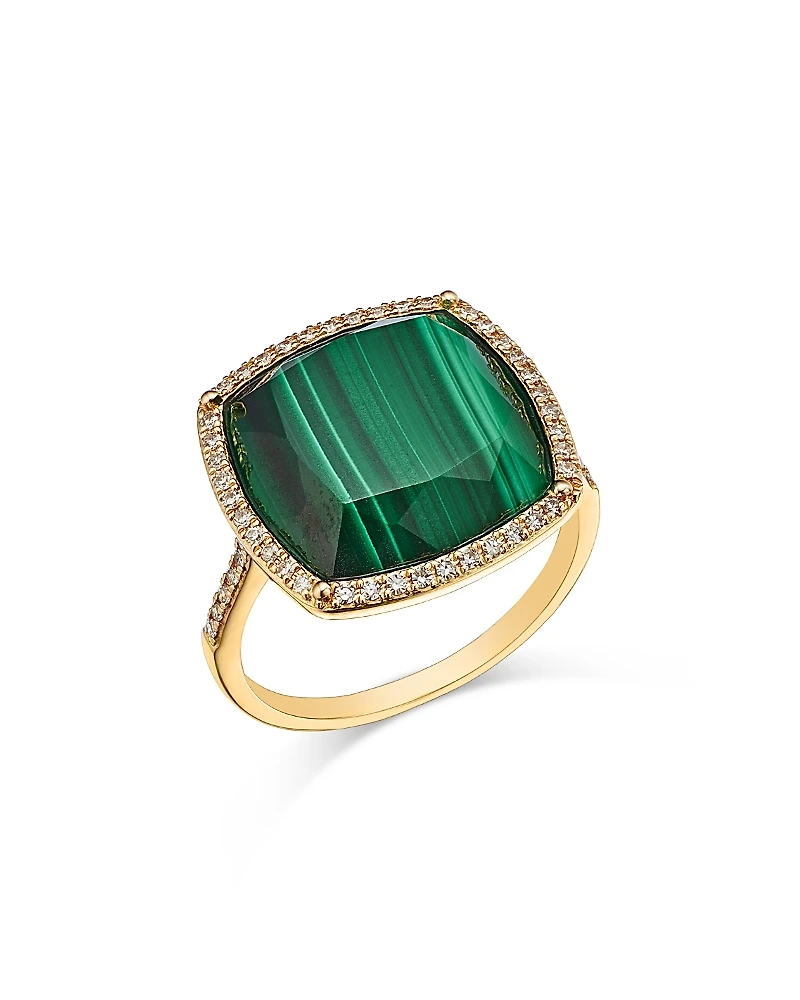 Bloomingdale's Fine Collection Malachite & Diamond Halo Ring