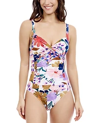 Melody Sweetheart Twist Front Princess Seam One Piece Swimsuit