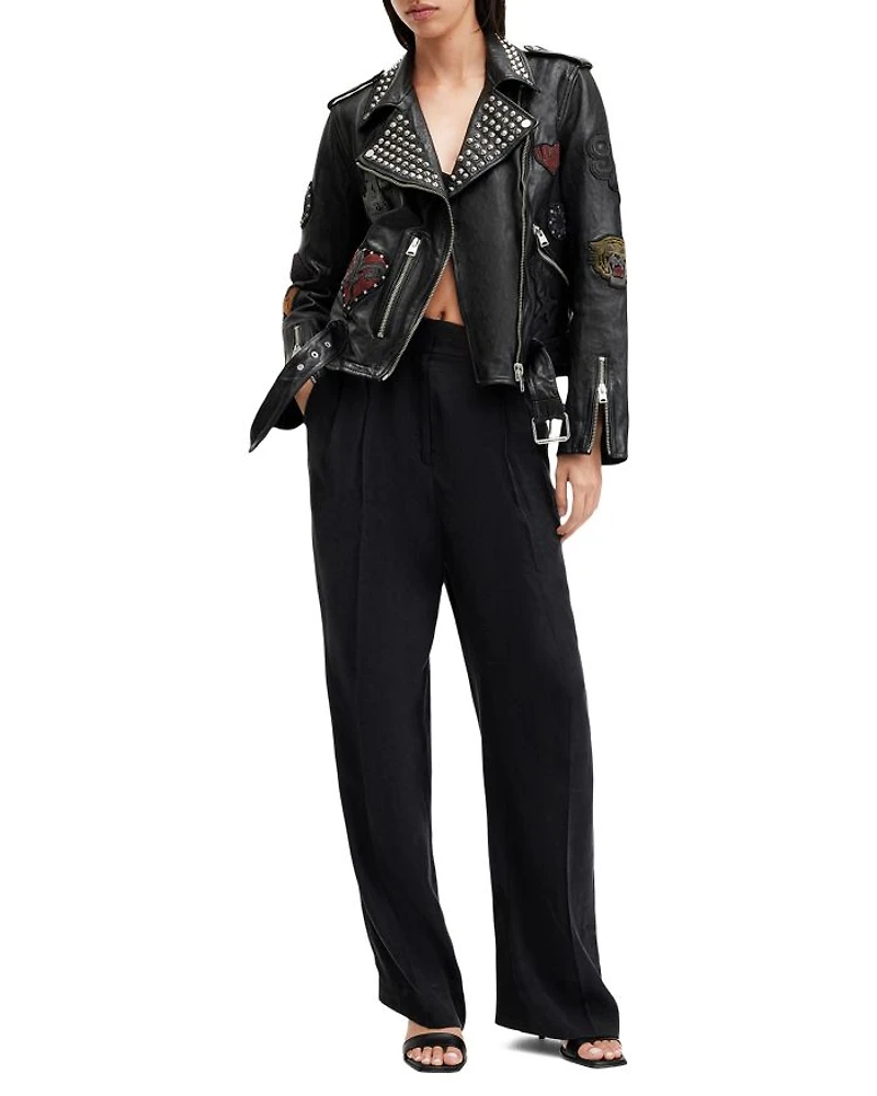 Leather College Biker Jacket