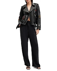 Leather College Biker Jacket