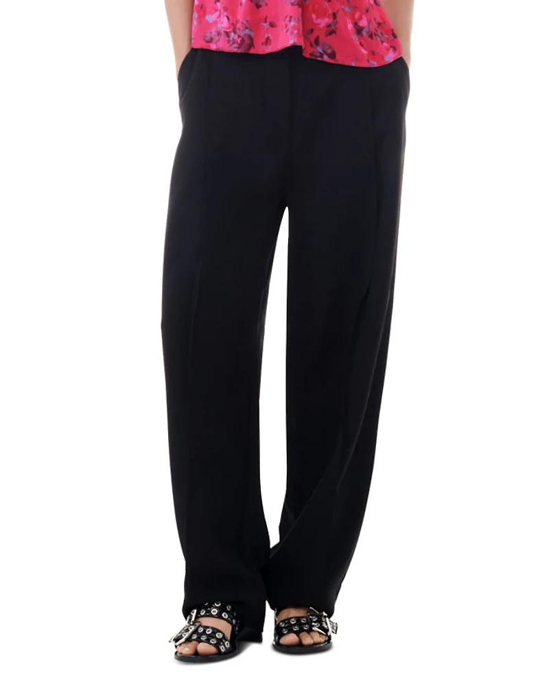 Black Drapey Melange Pleat Trousers