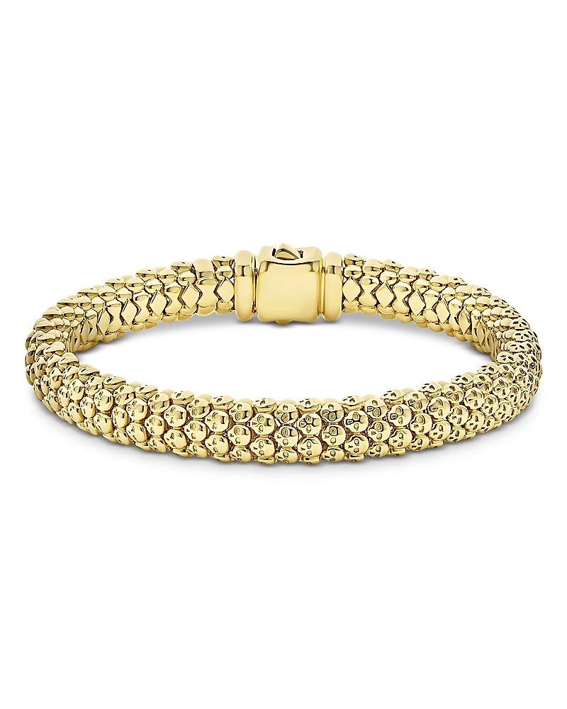 Lagos 18K Yellow Gold Caviar Skull Bracelet