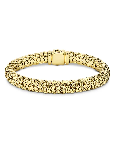 Lagos 18K Yellow Gold Caviar Skull Bracelet