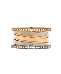 B.Zero1 Four Band Ring 18K Rose Gold and 18K White Gold with Diamonds