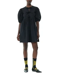 Cotton Poplin Tie String Mini Dress