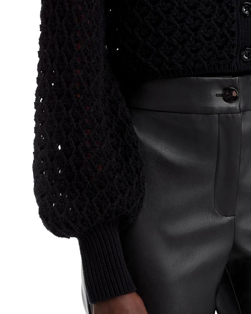 Tori Blouson Sleeve Cotton Cardigan Sweater