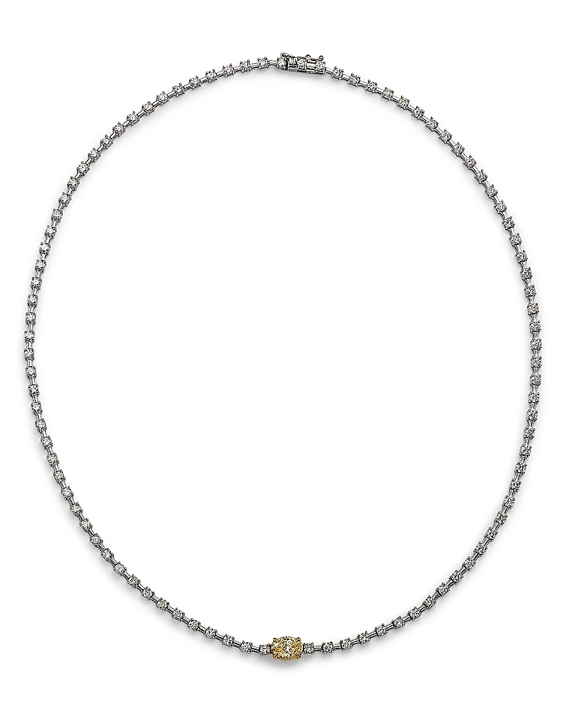 Bloomingdale's Fine Collection Yellow & White Diamond Oval & Round Tennis Necklace