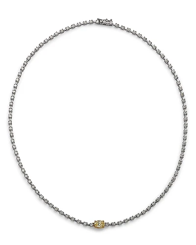 Bloomingdale's Fine Collection Yellow & White Diamond Oval & Round Tennis Necklace