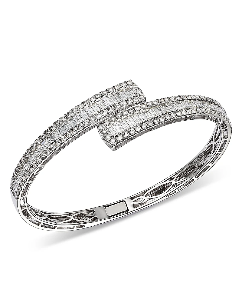 Bloomingdale's Fine Collection Diamond Baguette & Round Bypass Bangle Bracelet