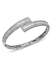 Bloomingdale's Fine Collection Diamond Baguette & Round Bypass Bangle Bracelet