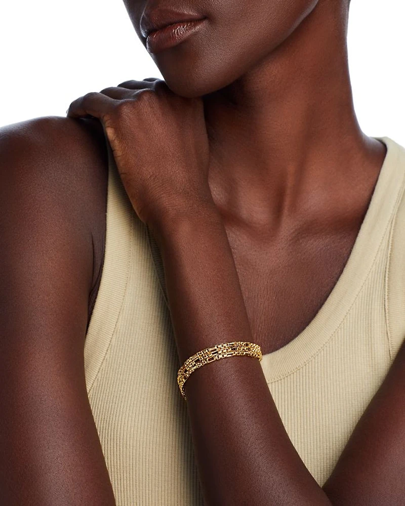 14K Yellow Gold Triple Layer Box Link Chain Bracelet
