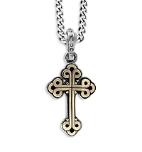 Small Alloy Traditional Cross in Silver Frame Pendant Necklace, 24"