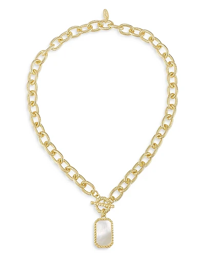 Ettika Mother Of Pearl Chain Link Pendant Necklace