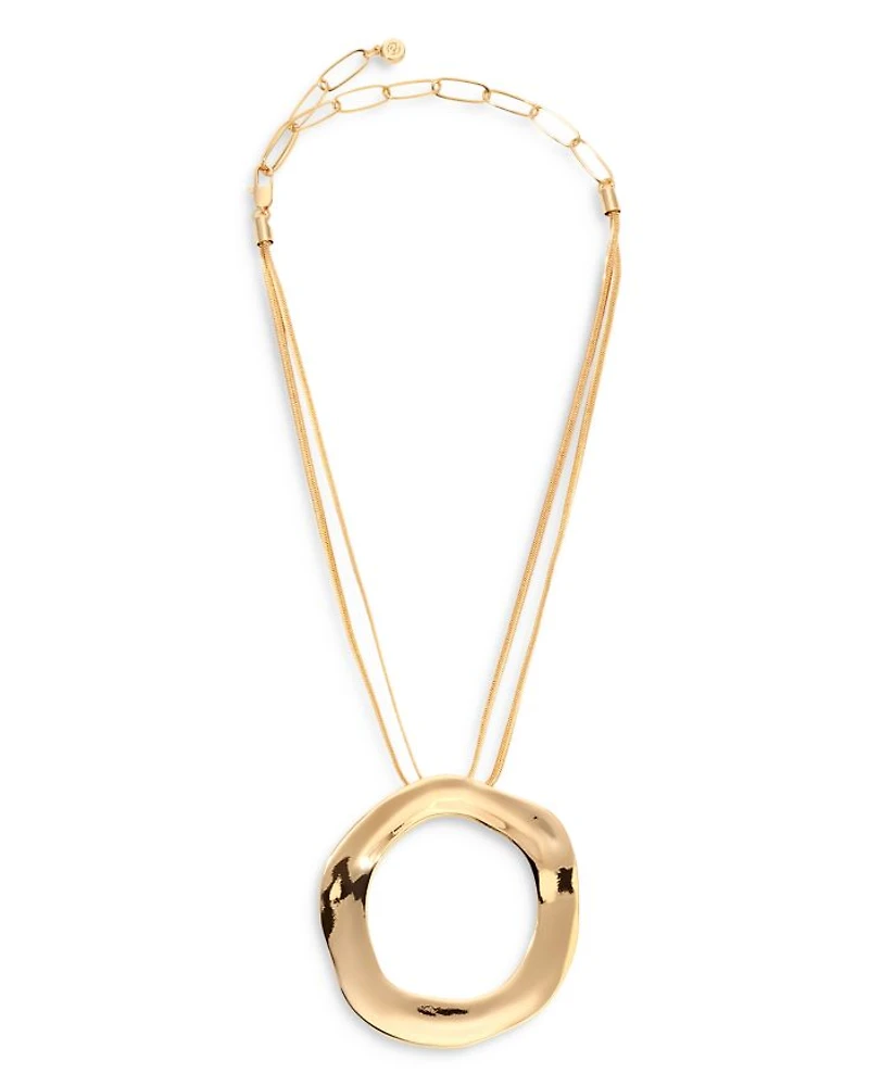 Open Circle Statement Pendant Necklace, 11"-16"