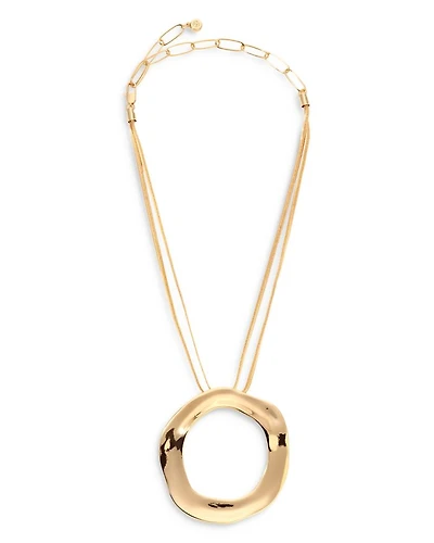 Open Circle Statement Pendant Necklace, 11"-16"