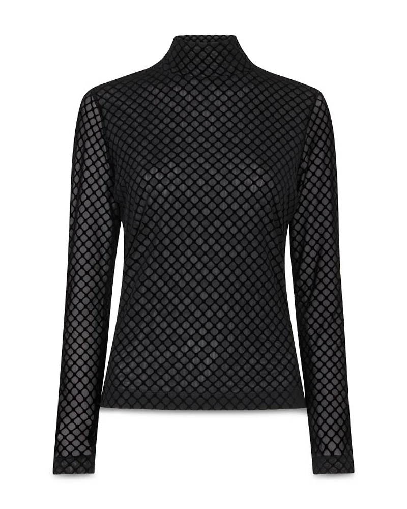 Checked Flocked Mesh Top