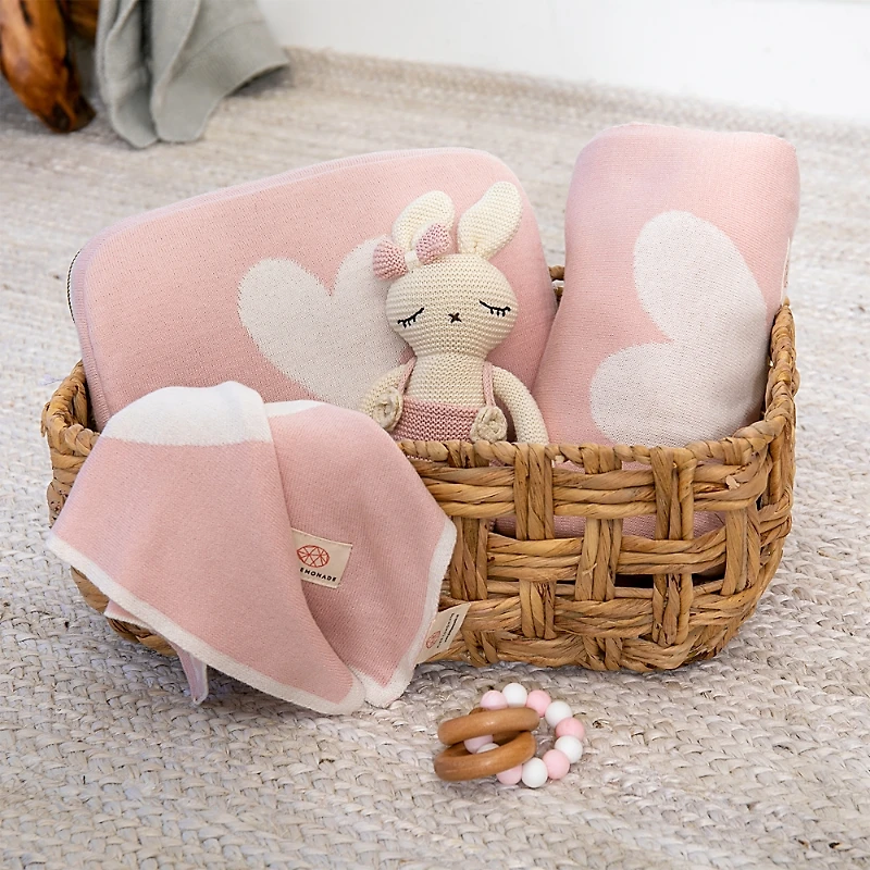 Pink Lemonade Heart Baby Blanket & Travel Pouch Set
