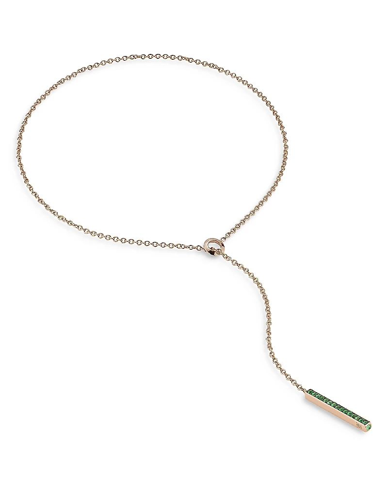Walters Faith 18K Rose Gold Emerald Bar Lariat Necklace, 20