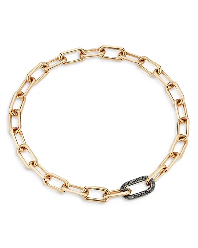 Men's 18K Black & Rose Gold Diamond Clasp Chain Link Bracelet