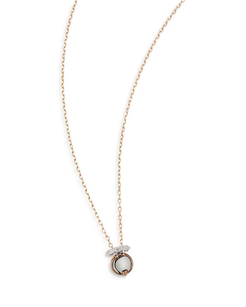 18K Rose & White Gold Diamond Chantecaille Small Pebble Charm Pendant