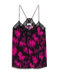 Christy Silk Printed Lace Trim Cami