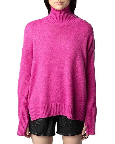 Alma Cashmere Wool Button Shoulder Sweater
