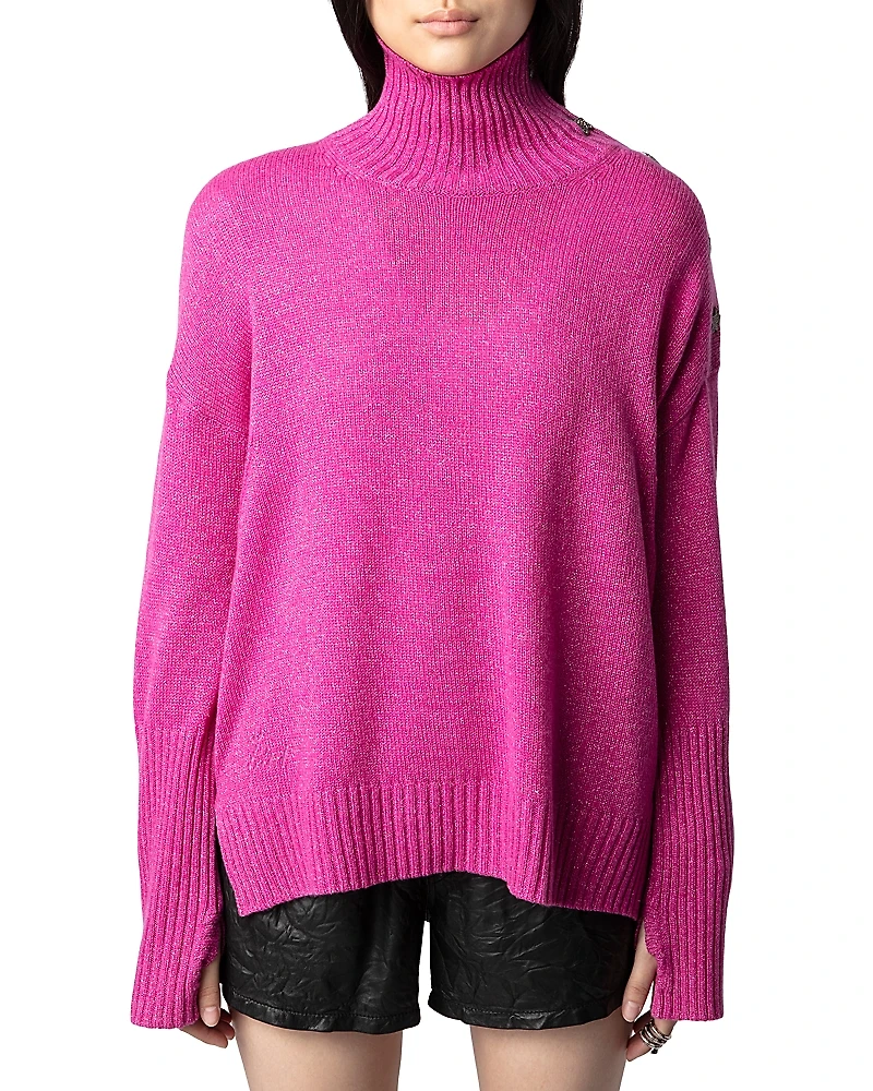 Zadig & Voltaire Alma Cashmere Wool Button Shoulder Sweater