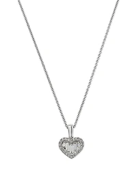 Bloomingdale's Fine Collection Diamond Baguette & Round Cut Heart Halo Pendant Necklace