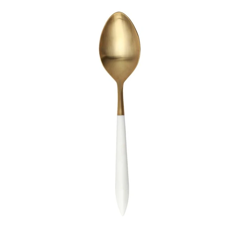 Ares Oro and White Serving Spoon