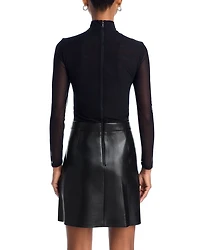 Chara Long Sleeve Mesh & Faux Leather Mini Dress